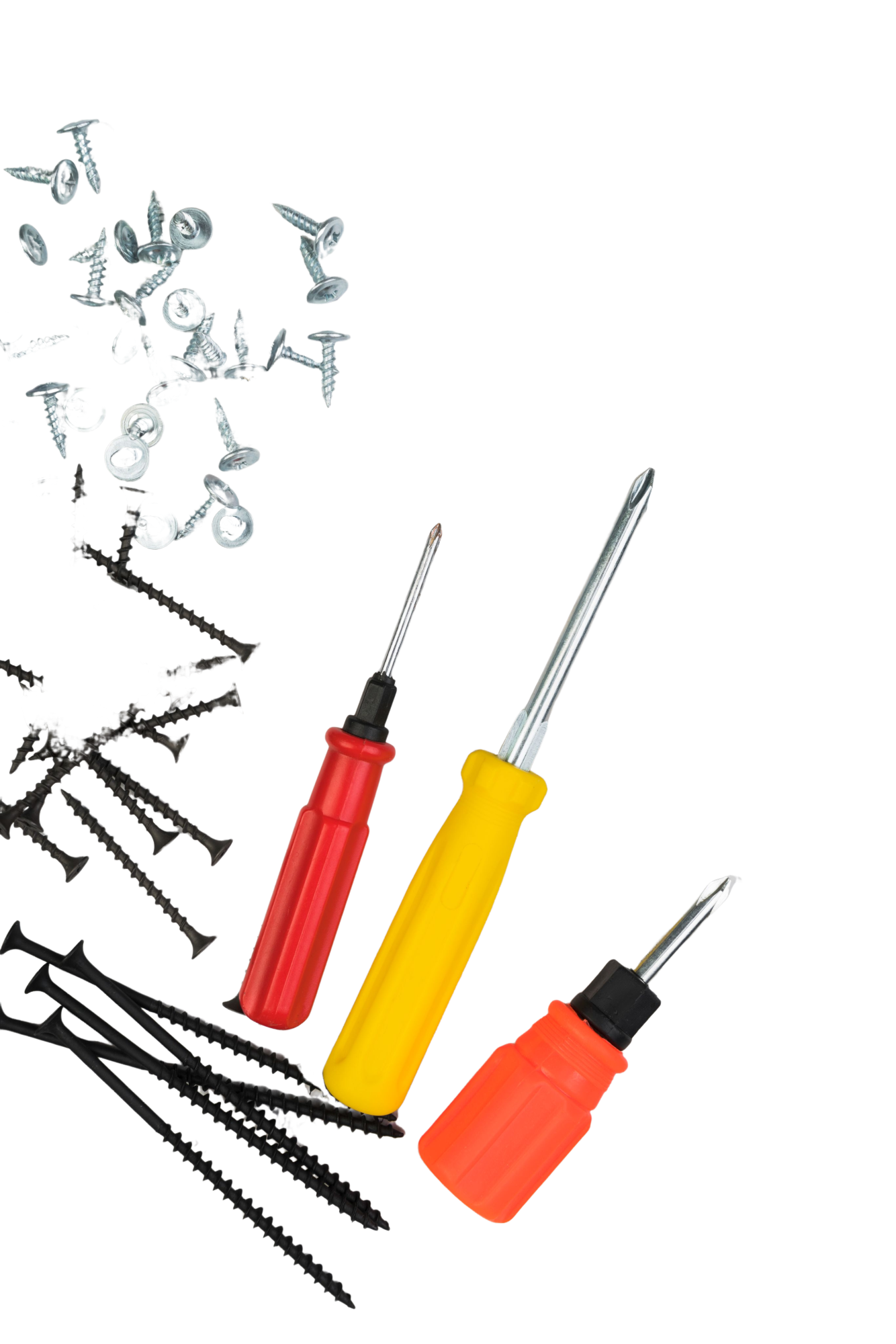 top view screws with screwdriver